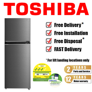 TOSHIBA GR-RT416WE-PMX(58) 312L MAYA GREY INVERTER TOP FREEZER REFRIGERATOR