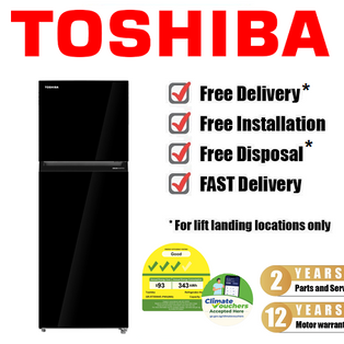 TOSHIBA GR-RT559WE-PMX(22S) 411L 3 TICKS BLACK GLASS INVERTER TOP FREEZER REFRIGERATOR