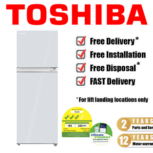 TOSHIBA GR-RT559WE-PMX(21S) 411L 3 TICKS WHITE GLASS INVERTER TOP FREEZER REFRIGERATOR