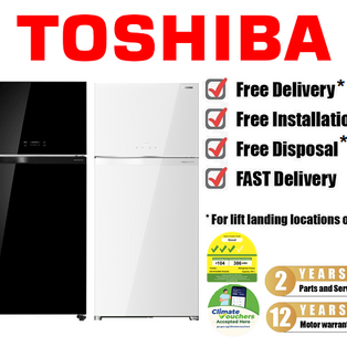 TOSHIBA GR-RT835WE-PGX(XK) | GR-RT835WE-PGX(B5) 597L BLACK / WHITE GLASS TOP FREEZER REFRIGERATOR WITH AUTO ICE MAKER