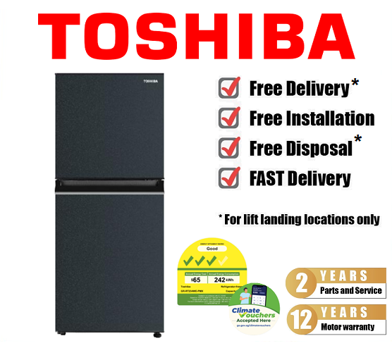 TOSHIBA GR-RT234WE-PMX(52) 179L BLACK SAPPHIRE TOP FREEZER