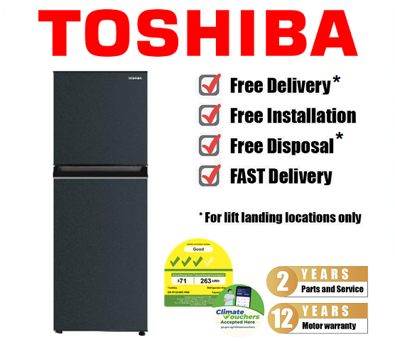 TOSHIBA GR-RT303WE-PMX(52) 233L BLACK SAPPHIRE TOP FREEZER