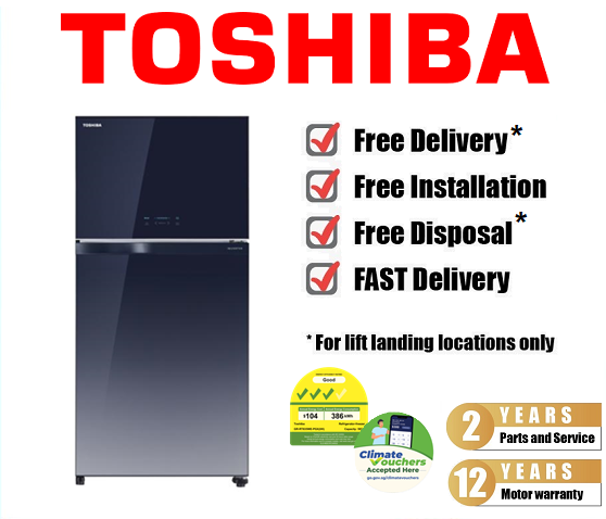 riz TOSHIBA GR-RT735WE-PGX(GG) 548L GRADIENT BLUE GLASS TOP FREEZER
