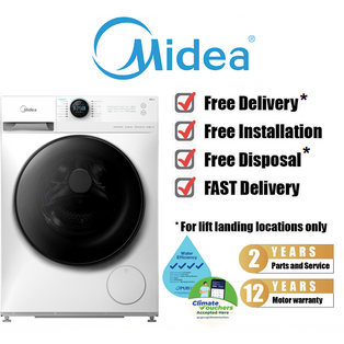 MIDEA MF200D80B 8/6KG WHITE 2 IN 1 FRONT LOAD INVERTER WASHER CUM DRYER