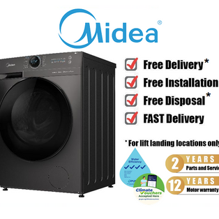 MIDEA MF200W120WB 12KG DARK GREY INVERTER SMART CONTROL FRONT LOAD WASHING MACHINE