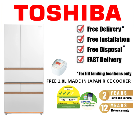 TOSHIBA GR-RM919WI-PGX(B3) 684L MATTE WHITE GLASS JAPANDI ARTISAN
