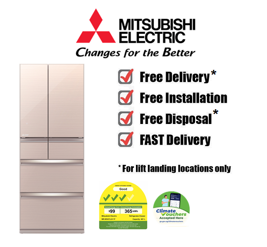 MITSUBISHI MR-WX47LG 470L PINK INVERTER SMART CUBE TECHNOLOGY