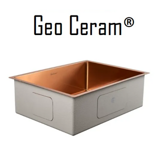 GEO CERAM RGX110-55R10 59CM ROSE GOLD SINGLE BOWL STAINLESS STEEL KITCHEN SINK