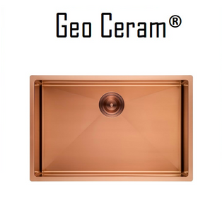 GEO CERAM RGX110-55R10 59CM ROSE GOLD SINGLE BOWL STAINLESS STEEL KITCHEN SINK