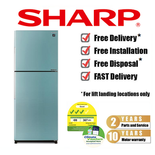 SHARP SJ-RF43E-BL 427L BLUE J-TECH INVERTER 2 DOOR TOP FREEZER REFRIGERATOR