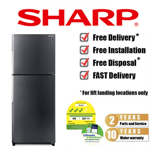 SHARP SJ-RF43E-DS 427L DARK SILVER J-TECH INVERTER 2 DOOR TOP FREEZER REFRIGERATOR