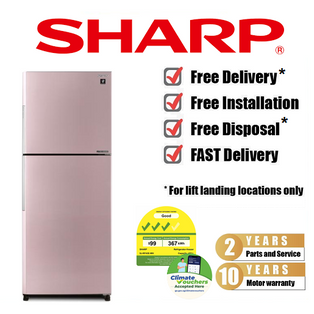 SHARP SJ-RF43E-PK 427L PINK J-TECH INVERTER 2 DOOR TOP FREEZER REFRIGERATOR