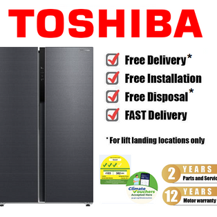 TOSHIBA GR-RS780WI-PMX(06) MORANDI GREY 601L SMART WIFI SIDE BY SIDE REFRIGERATOR