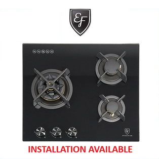 EF EFH 6530 WT VGB 60CM 3 BURNER BUILT IN GLASS GAS HOB