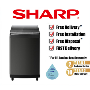 SHARP ES-W95TWXT-SA 9.5KG BLACK TOP LOAD WASHING MACHINE WITH NO-HOLES TUB