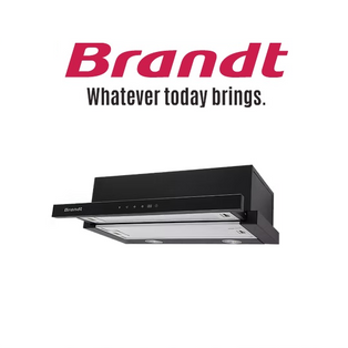 BRANDT AT2460BE 60CM BLACK STAINLESS STEEL ELECTRONIC TOUCH CONTROL TELESCOPIC HOOD