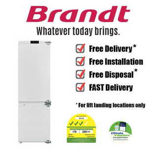 BRANDT BIC7757DA 242L FULLY INTEGRATED BOTTOM FREEZER BUILT IN REFRIGERATOR