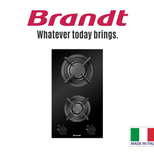 BRANDT BPG3320B 30CM 2 BURNER BUILT IN GLASS GAS HOB