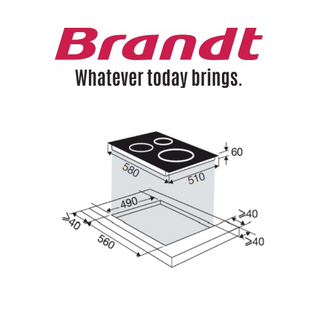 BRANDT BPI5638B 60CM ANTI SCRATCH 3 ZONE BUILT-IN INDUCTION HOB
