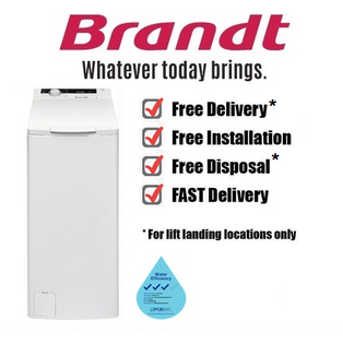 BRANDT BT58038QA 8KG 40CM WHITE 3 TICK TOP LOAD WASHING MACHINE