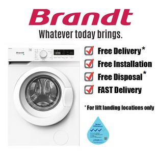 BRANDT WFBS84QWA 8KG INVERTER WHITE FRONT LOAD WASHING MACHINE
