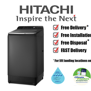 HITACHI LTL 12MVJWT 12KG TOP LOAD INVERTER WASHING MACHINE WITH GLASS TOP