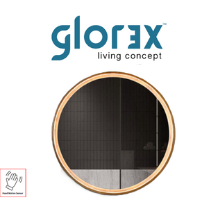 GLOREX GLC RD70W-HSLED(WT) 70CM ROUND LED RUBBER WOODEN FRAME MIRROR WITH HAND MOTION SENSOR