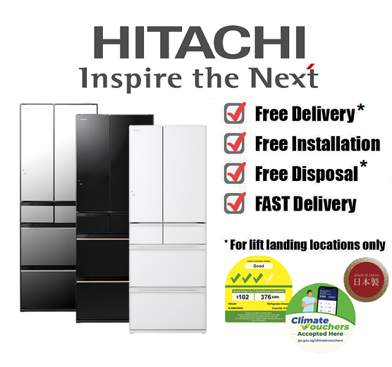 HITACHI R-HW620WS 617L MADE IN JAPAN CRYSTAL BLACK / CRYSTAL WHITE
