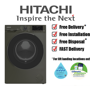 HITACHI BD-D80YJVEM 8/5KG VOLCANIC GREY INVERTER FRONT LOAD 2 IN 1 WASHER CUM DRYER