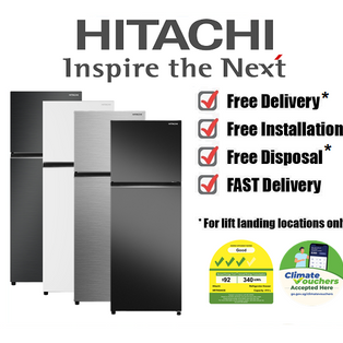HITACHI HRTN6443S 409L BRILLIANT BLACK / SILVER / PURE WHITE / MIDNIGHT SHINE TOP FREEZER REFRIGERATOR