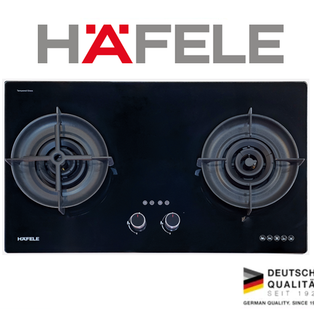 HAFELE 538.01.802 | 538.01.803 76CM 2 BURNER TRIPLE RING FLAME BUILT-IN GLASS GAS HOB
