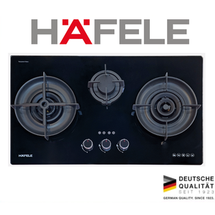 HAFELE 538.01.804 | 538.01.805 86CM 3 BURNER TRIPLE RING FLAME BUILT-IN GLASS GAS HOB