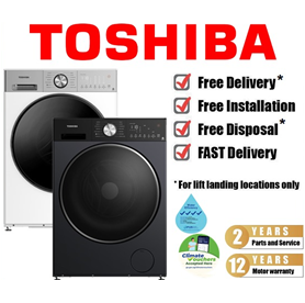 TOSHIBA TW-T33B105UWS 9.5KG WHITE / MORANDI GREY INVERTER FRONT LOAD WASHING MACHINE