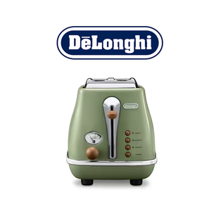 DE'LONGHI CTOV2003 OLIVE GREEN/PASTEL CREAM ICONA VINTAGE BREAKFAST COLLECTION TOASTER