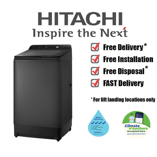 HITACHI LTL 12MVW0T GG 12KG DUAL WATERFALL TOP LOAD INVERTER WASHING MACHINE WITH GLASS TOP