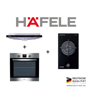 HAFELE 536.88.133 90CM SEMI INTEGRATED HOOD + HAFELE 536.07.490 60L HYDROCLEAN OVEN + HAFELE 538.01.801 30CM 1 BURNER TOWN GAN B