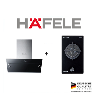 HAFELE 538.82.373 90CM DESIGNER CHIMNEY HOOD + HAFELE 538.01.801 30CM 1 BURNER TOWN GAS BUILT-IN GLASS GAS HOB BUNDLE