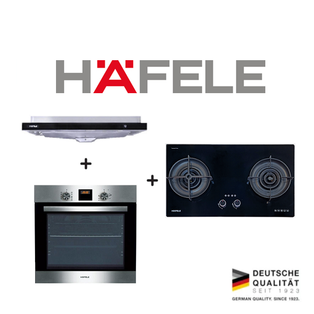 HAFELE 536.88.133 90CM SEMI INTEGRATED HOOD + HAFELE 536.07.490 60L HYDRO CLEAN OVEN + HAFELE 538.01.801 75CM 2 BURNER TOWN GAS