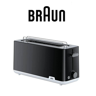 BRAUN HT1110BK BLACK BREAKFAST SERIES 1 25CM LONG-SLOT TOASTER