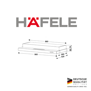 HAFELE 536.88.133 90CM SEMI INTEGRATED HOOD + HAFELE 538.01.801 30CM 1 BURNER GLASS TOWN GAS BUILT-IN GAS HOB BUNDLE