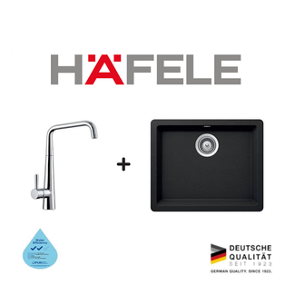 HAFELE 570.58.211 CHROME SINK MIXER FAUCET + HAFELE 570.35.330 SINGLE BOWL GRANITE SINK BUNDLE