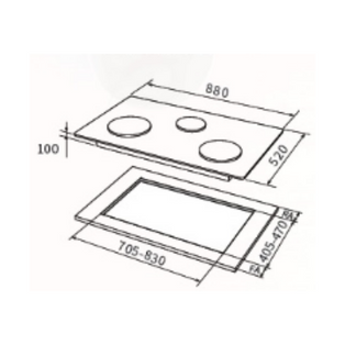 FUJIOH FH-GS5530 SVGL 3 BURNER BLACK GLASS GAS HOB WITH SAFETY DEVICE