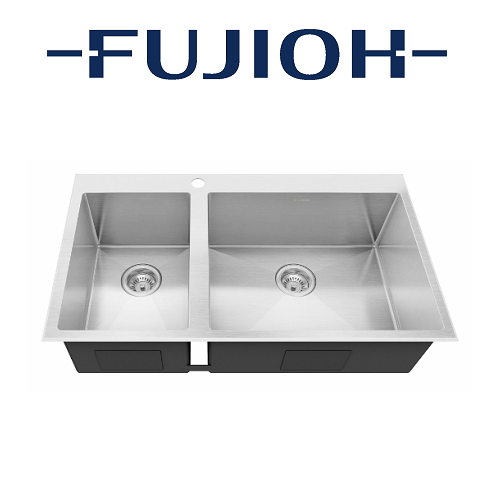 FUJIOH FZ-SN50-D50T 88CM DOUBLE BOWL TOP MOUNT STAINLESS STEEL